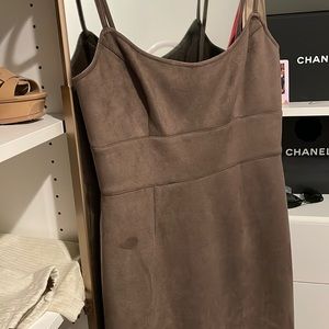 BCBG suede, olive midi dress
